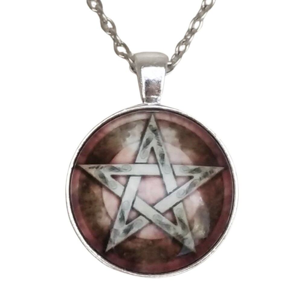 Pentagram Cabochon Pendant Necklace